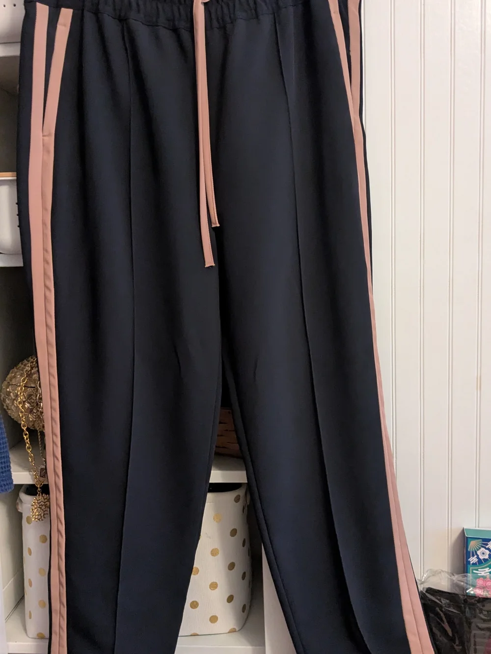 Reiss Trousers Frazer Navy And Camel /Tan Straight Ankle US Size 12 Regular - Picture 1 of 4